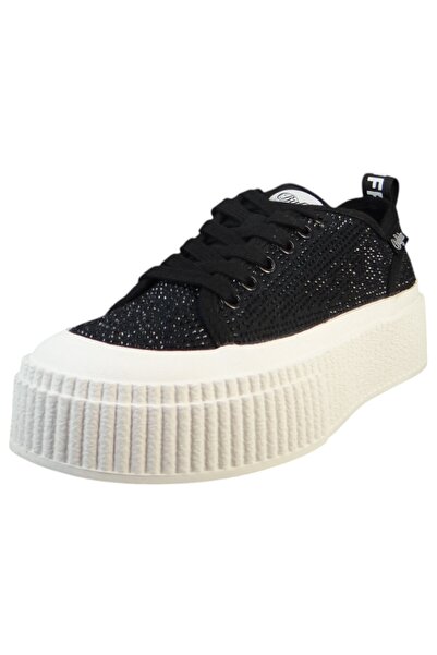 Buffalo Damen Low Sneaker Madison Glam 1636396 Schwarz Black Textil