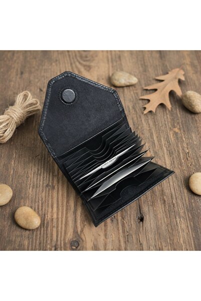PASSTELL محفظة حامل بطاقات الائتمان أكورديون مصنوعة من الجلد الطبيعي بنسبة 100%