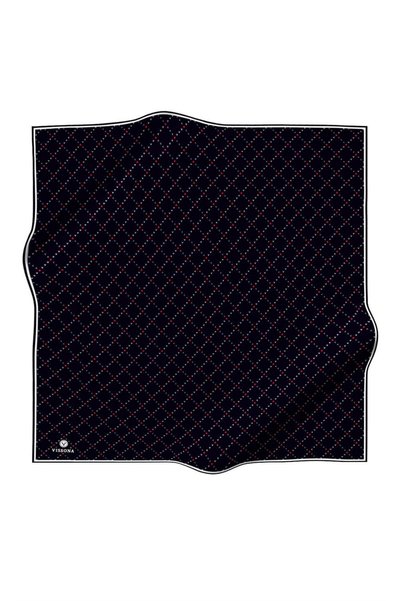Vissona 100% حرير مزدوج بنمط V صغير باللون الأسود مقاس 90x90 وشاح طريقة الخياطة: خياطة يدوية