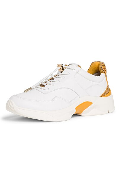 Tamaris 1-23720-24 145 Damen Beyaz Safran Yılan Weiss Leder Spor Ayakkabı