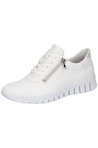 Waldläufer Damen Low Sneaker H-Birdy 916001-303 Weiß 663 weiß silber Leder mit EVA & herausnehmbar