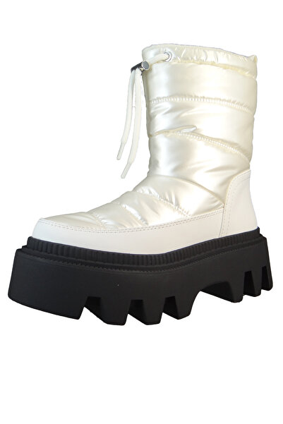 Buffalo Damen Elegante Stiefel Flora Puffer Vegan 1622360 Weiß White Textil/Synthetik