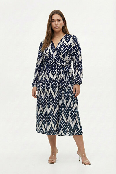 Elisho Wrapped Fabric Patterned Waist-Tied Dress