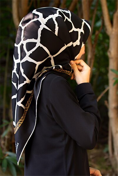 Vissona Eșarfă 100% twill cu model de piatră, culoare crem, 90x90, metodă de ...