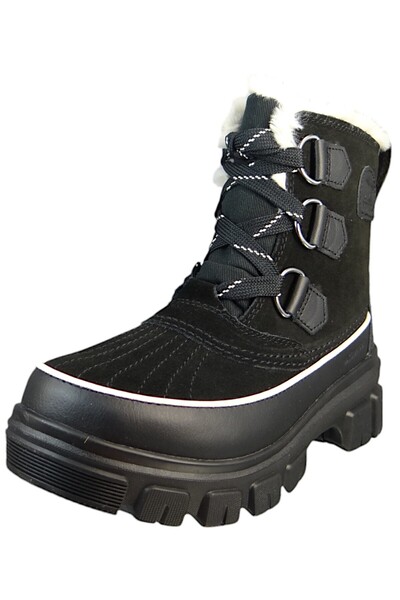 Sorel Damen Stiefel Stiefel Winterschuhe Torino V WP 2106701 Schwarz 010 Black Fawn Leder/Synthetik mit G