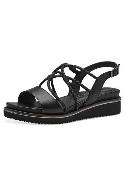 Tamaris Damen Komfort Sandalen 1-28257-42 Schwarz 001 Black Leder mit TOUCH-IT