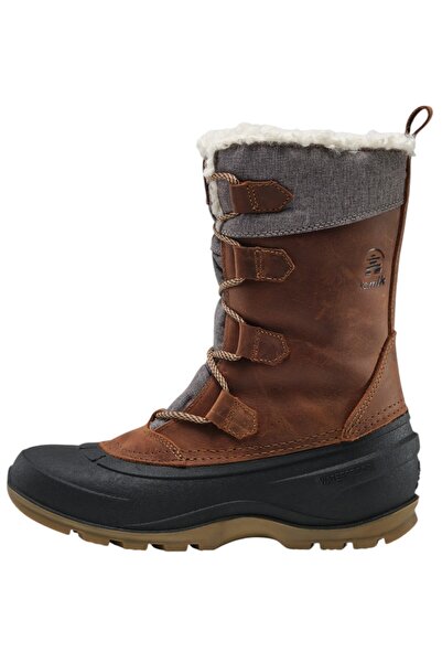 Kamik Damen Winterstiefel Stiefel Winterschuhe Snowgem WK2164 Braun CGN Cognac Leder/Synthetik mit ICEKIS