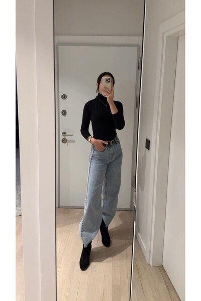 sunademirelfashion High Waist Wide Leg Jeans Light Blue