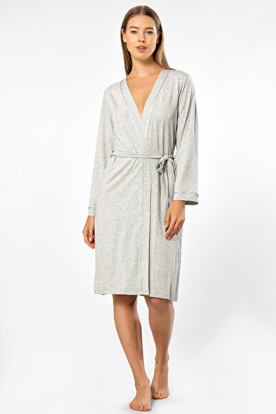 TÜREN Γυναικεία ίσια ρόμπα με λουράκια 3164/Γκρι