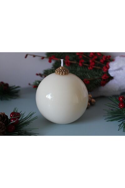 LUMIERI CANDELl Yuvarlak Dekoratif Küre Mum – Beyaz Minimal Tasarım, Aromasız...