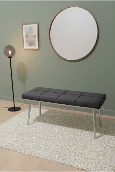 ÖZCAN METAL Krom Bench Mutfak Salon Antre Yatak Odası Puf Bank