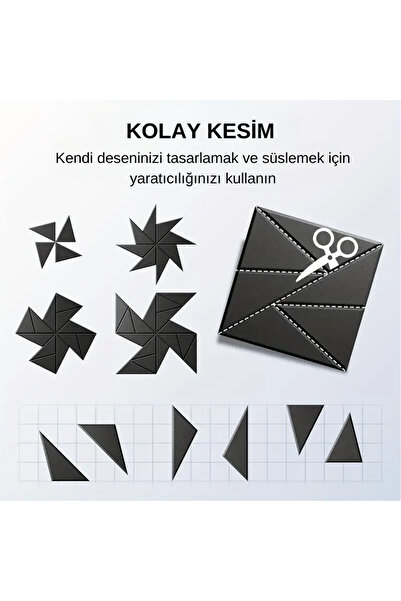 Walter White 12'li Siyah Duvar Karoları Dekoratif Isı Yalıtım, Ses Yalıtım Yapışkanlı Duvar Karosu Deseni Ev,Stüdyo,Ofis