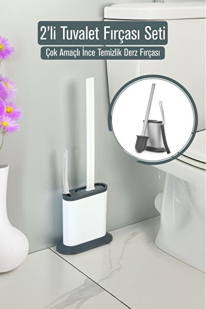 ARVALE Набір з 2 силіконових туалетних щіток – щітка для унітазу з гнучким наконечником і щітка для країв