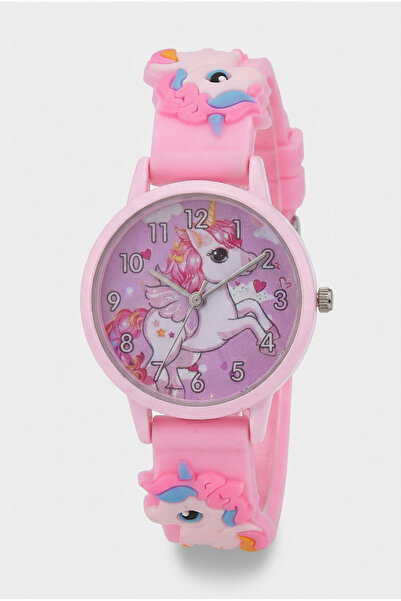 SERARES UNİCORN FİGÜRLÜ,PEMBE RENKLİ KIZ ÇOCUK KOL SAATİ
