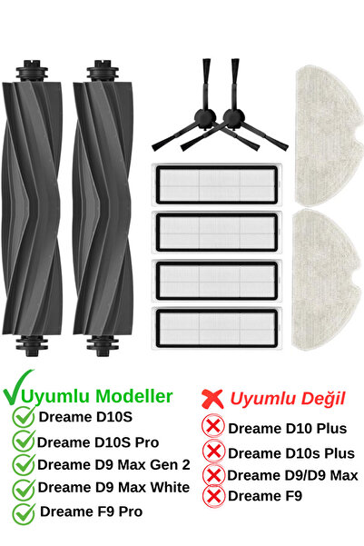 RotRever فلتر هيبا متوافق مع دريم بوت D10S وD10S برو، مع فرشاة رئيسية من السي...