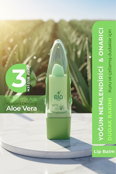 Bio Asia Aloe Vera Lip Balm – Yoğun Nemlendirici, Onarıcı Bitkisel Dudak Bakımı (Renksiz)