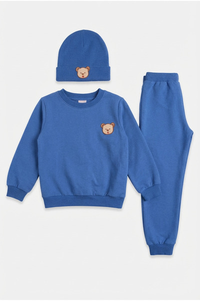 Lamonde Ayıcık Nakışlı Unisex 3'lü Eşofman Bereli 1-2-3-4-5-6 Yaş