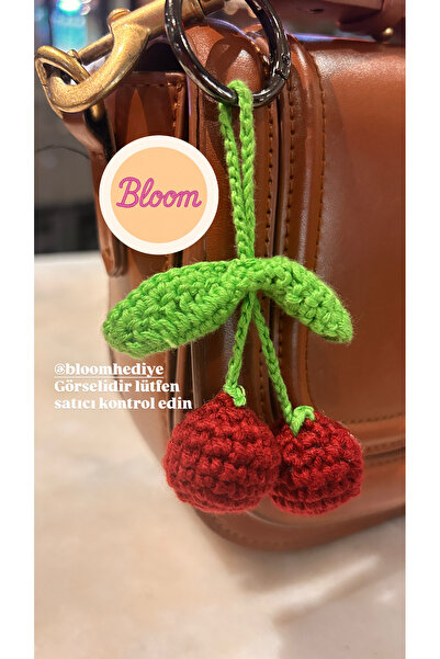 Bloom Hediye Cherry Bag Charm Knit Keychain