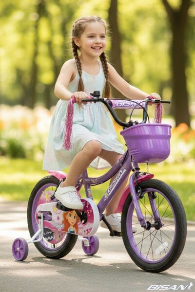 Bisan Maggie 16 Jant Çocuk Bisikleti 26 Cm Kadro V-Fren Vitessiz Lila Beyaz (...