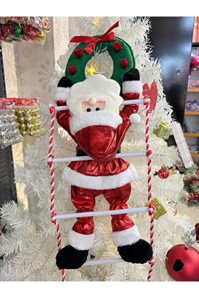 ENG PARTİ DÜNYASI Tırmanan Noel Baba Dekoratif Yılbaşı Süsü Merdivenli Figürü Kapı ve Duvar Süsü 22cm | ENG-200L |