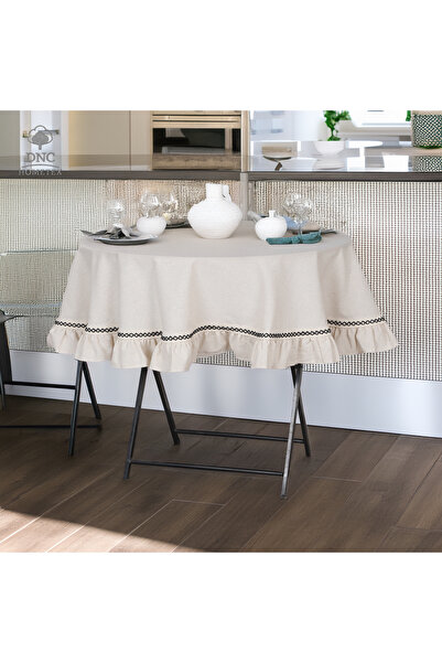DNC HOMETEX Ham Buldan Keteni Yuvarlak Fırfırlı ÖZEL SERİ Masa Örtüsü