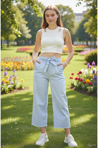 TANISA Pantaloni zilnici din Gabardina cu talie înaltă Zanosa TNS-4449