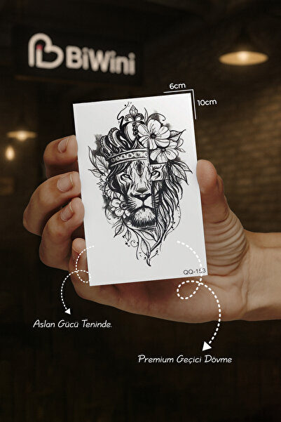BiWini Aslan Geçici Dövme Tattoo Bilek Kol Bacak Göğüs Erkek Kadın