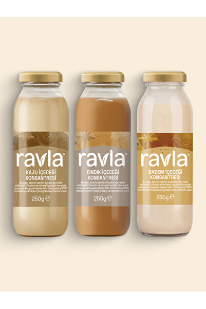 Ravla 3'lü Ürün - Ravla Kaju İçeceği / Fındık İçeceği / Badem İçeceği Konsantresi