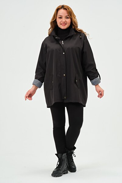 GLR&GYM SUMRU MEVSİMLİK BÜYÜK BEDEN KADIN POLYESTER KADIN TRENÇKOT MONT