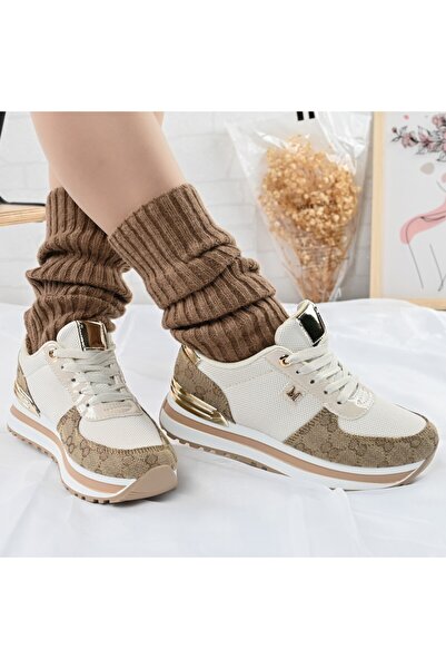 Tmall Pantofi sport pentru femei, cu inserții de plasă, 1266, bej