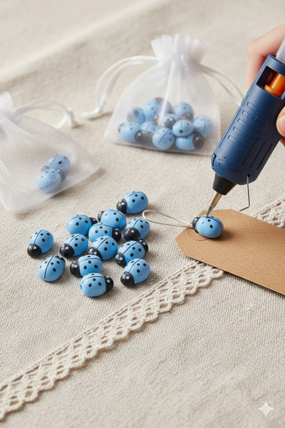 Deniz Party Store Yapışkansız Uğur Böceği 1.3 cm 100 Adet Mavi