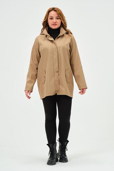 GLR&GYM SUMRU MEVSİMLİK BÜYÜK BEDEN KADIN POLYESTER KADIN TRENÇKOT MONT