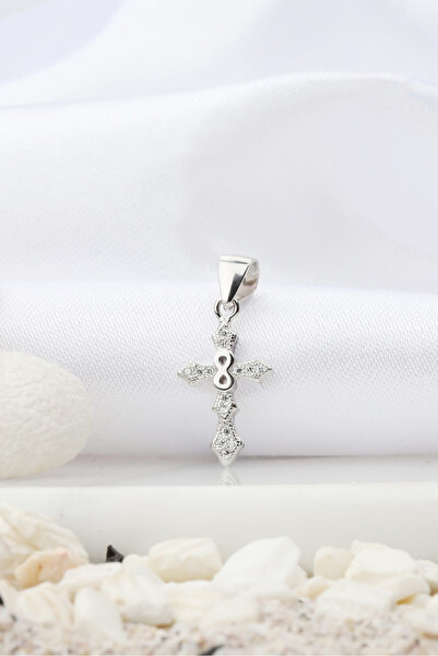 TAYFUN SİLVER 925 Ayar Gümüş Sonsuzluk Sembollü Zirkon Taşlı Haç Kolye Ucu | ...