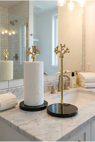 EOCRAFT Gold Granite Marble Metal Round Paper Towel Holder Napkin Holder Bathroom Tableware Kitchen Organizer