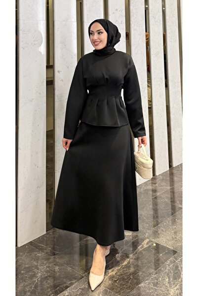 modasusev Puf Scuba Fabric Double Skirt Set