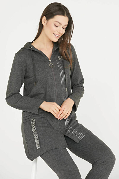 Sementa Women's Pocket Detailed Hooded Tracksuit Suit 12374737 Anthracite