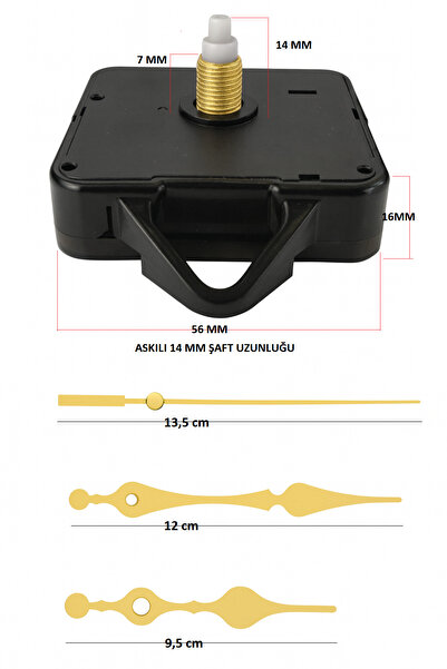 EXİZ TİCARET Saat Mekanizması,sessiz Duvar Saati Mekanizması 1 Adet Şaft Uzun...