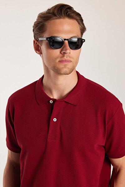 Tudors Men's Regular Fit Classic Cut 100% Cotton Plain Pique Burgundy Polo Neck T-Shirt
