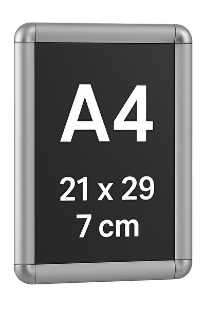 Nurline A4 Rondo Çerçeve - Afiş Çerçevesi - Belge Çerçevesi - Açılır Kapanır Aluminyum Görünümlü Çerçeve