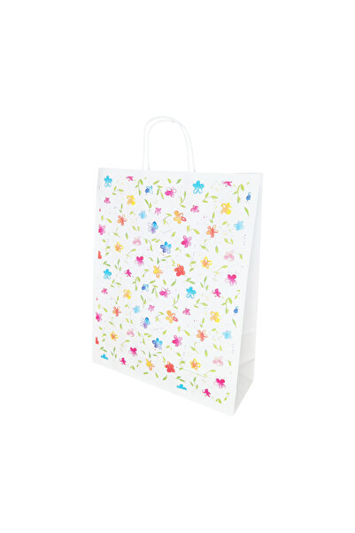 Papette Set of 100 Kraft Paper Bags with Rainbow Garden Floral Pattern 32 x 4...