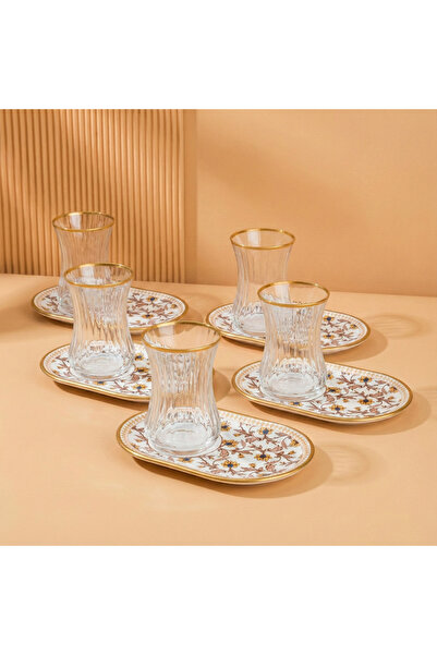 Bosphorus Glass طقم شاي زجاج تركي مكون من 12 قطعة