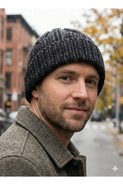 Collezione Black Corded Front Layered Men's Beret