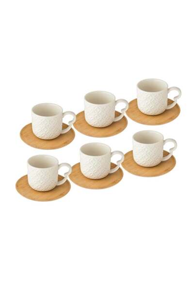 Dania طقم فناجين قهوة تركية مع صحن خشبي 12 قطعة