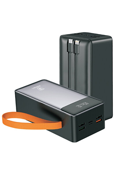 Spon باور بنك قولدن بلس 80 الف مع 3 كيابل مدمجة و 3 منافذ شحن و اضاءة