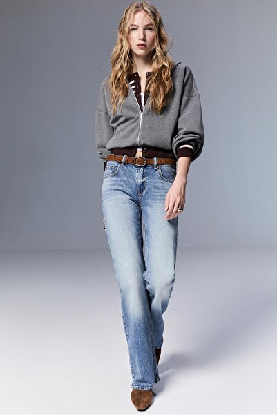 Stradivarius D68 kemerli bootcut jean