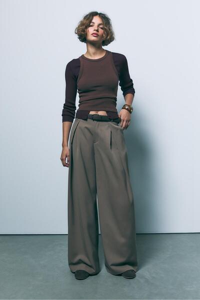 Stradivarius Maxi Pensli Kemerli Pantolon