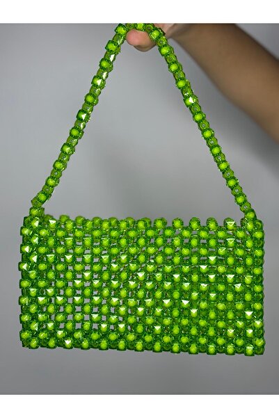 BONİTA Green Beaded Women's Handbag