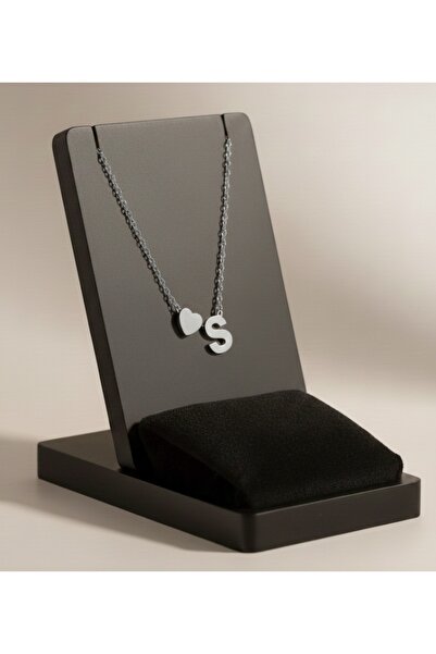 Meyra Accessories قلادة قلب من الفولاذ المقاوم للصدأ - تفاصيل أنيقة، هدية، فضي