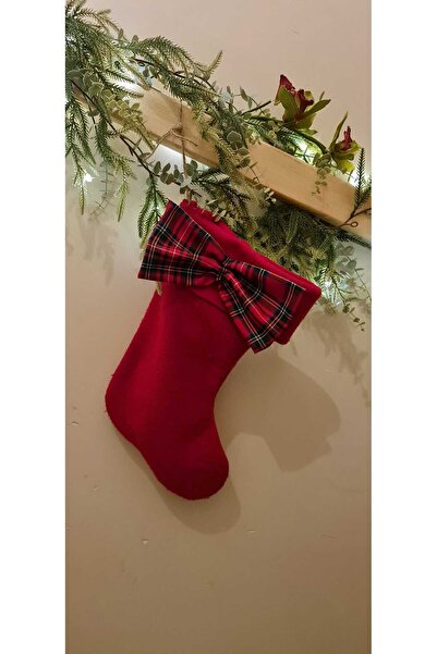 CUTESTUFFSHOP Ekose Kelebek Desenli Yılbaşı Çorabı, Hediye Konabilen Şömine Ç...