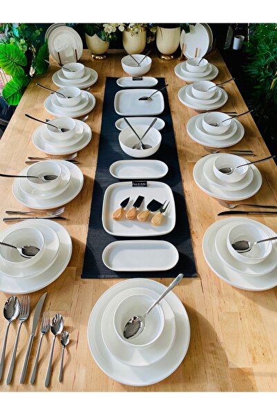 ACAR Modern Sade 60 Parça 12 Kişilik Yemek Takımı